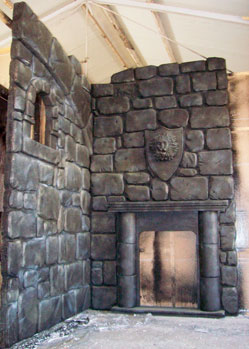 castle scenery prop decoration fireplace mediaeval theme gargoyle
