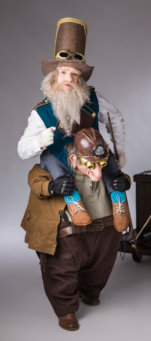 steampunk 2 1 piggyback costume made by Tentacle Studio