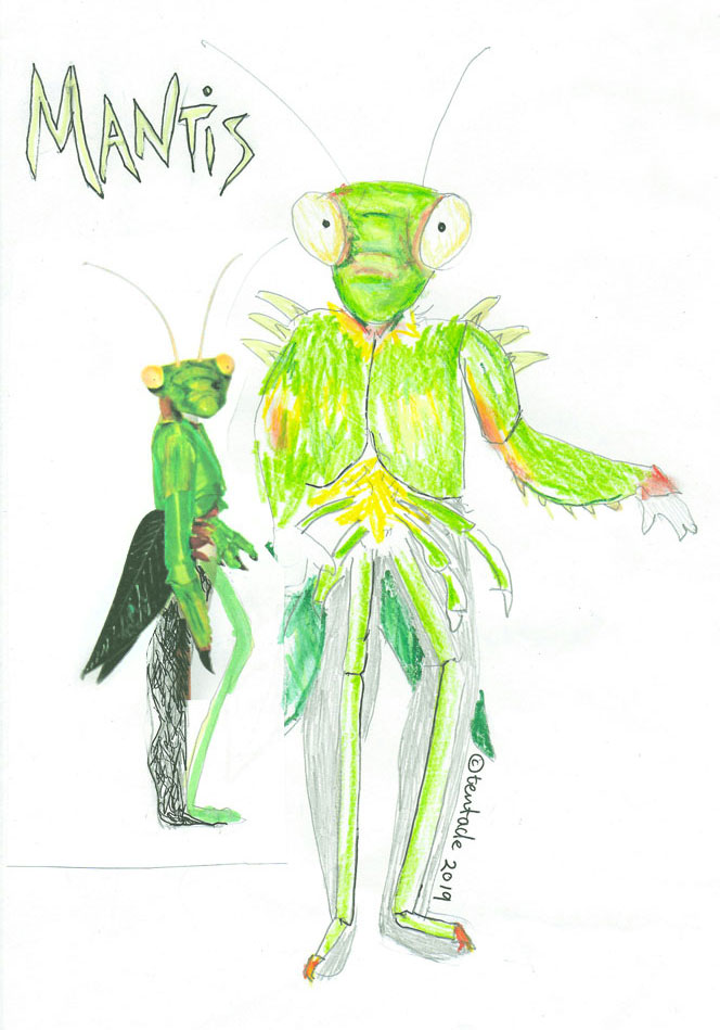 praying mantis sprinkhaan -kostuum-costume-masked singer designer ontwerper Tentacle Studio
