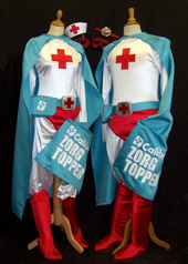 Superhero costumes Zorgtoppers 2010 stretch lycra leotard suits