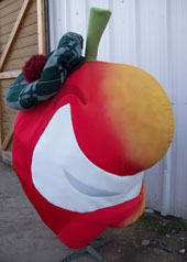 apple character costume for Glasgow comedy festival promotion 2008