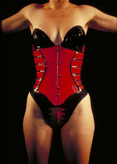 latex rubber corset red