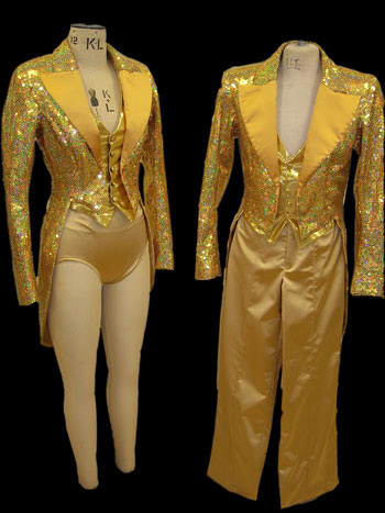 Gold sequined tailcoats for Hans Klok by Theatre costume maker Tentacle Studio