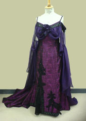 Edwardian dress hand-worked with jet beads, chiffon rose and drape from costume makers