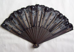 vintage black lace embroidered fan with jewels