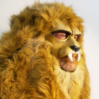 fur lion head costume mask yellow african animal