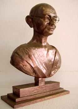 Bronze bust portrait Gandhi theatre prop makers