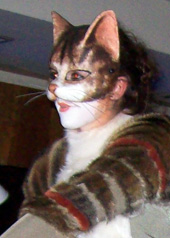 tabby cat mask head paper mache theme event 