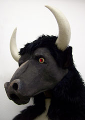 bull prop minotaur character head animal with faux fur