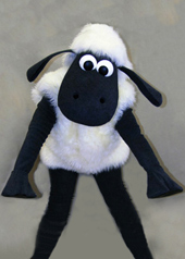 stiltwalking shaun sheep promotional mascot costume