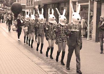 white rabbit hare mask animal heads made by Tentacle Studio