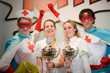 Zorgtopper promotional mascot costumes superheroes 2009