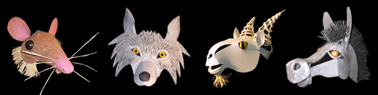 animal heads masks goat mouse wolf donkey headdresses mask Grimms