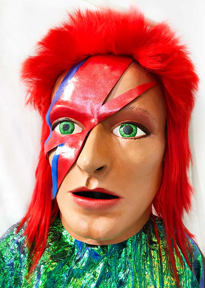David Bowie big head paper mache portrait by Tentacle Studio