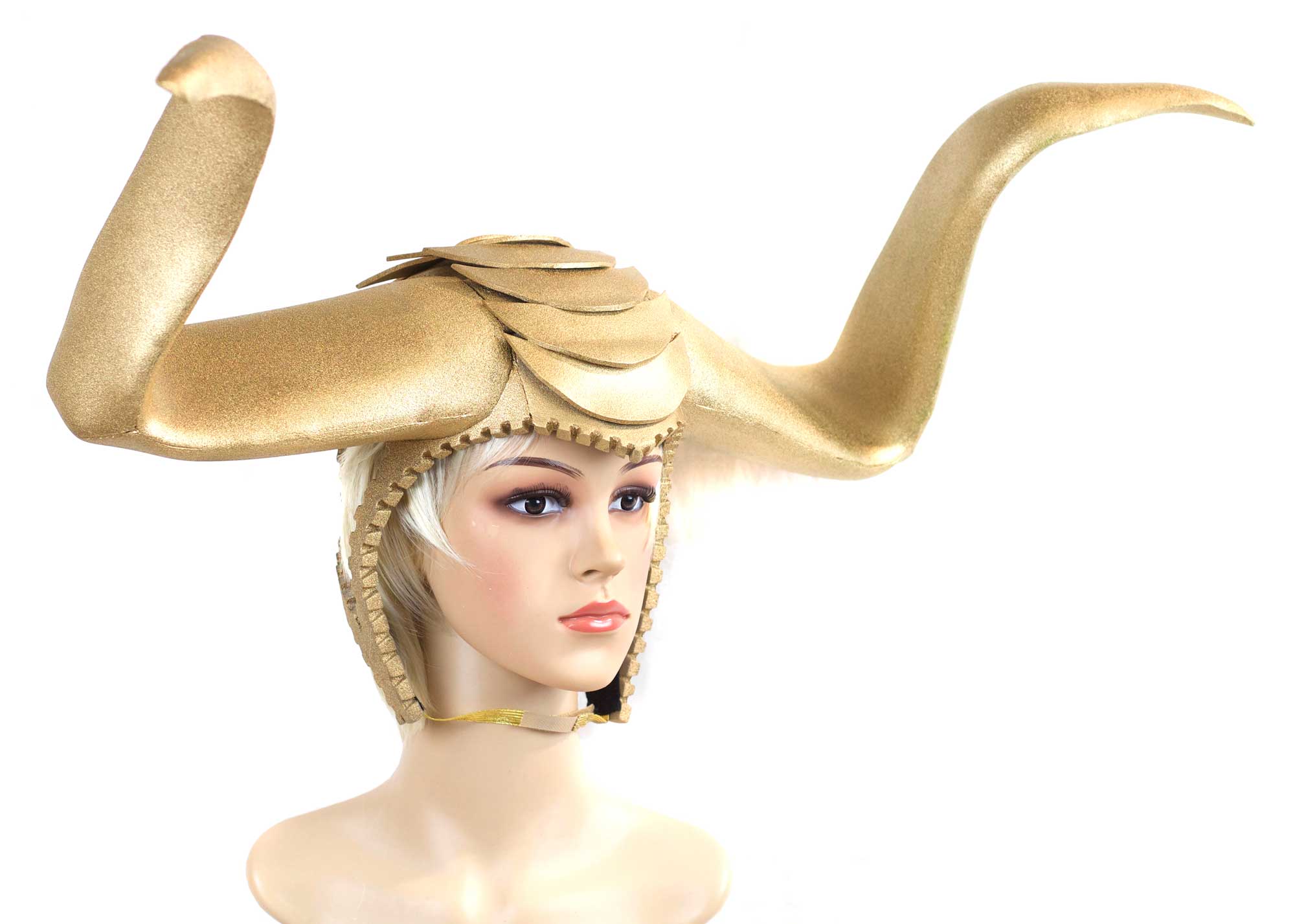 gold bull minotaur horned headdress helmet by Tentacle Studio