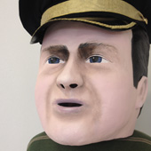 David cameron paper mache heathrow mask head