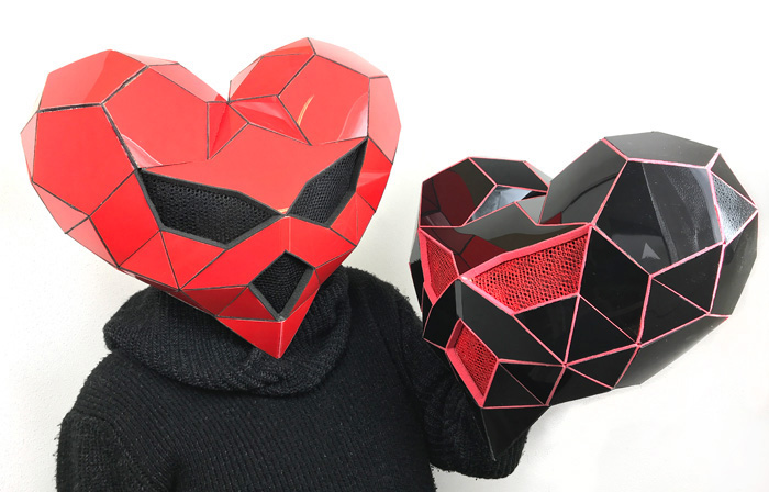 custom made dj mask diamond heart maskmaker Tentacle Studio