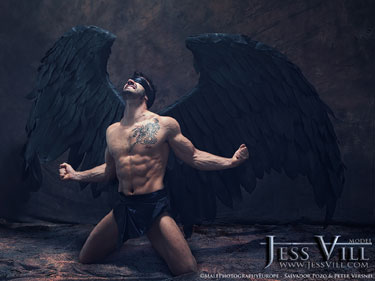 large black wings man fallen angel 