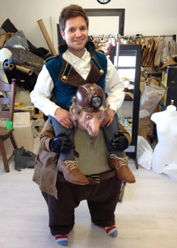 steampunk gnome piggyback costume made by Tentacle Studio