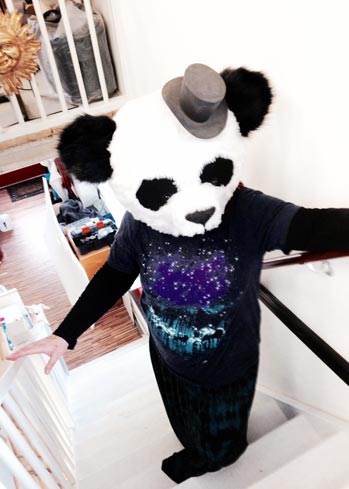 panda bear head fur mask made by Tentacle Studio