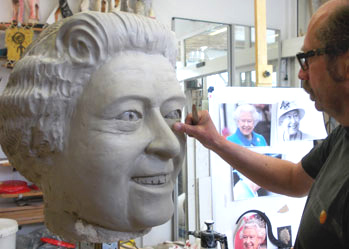  big paper mache head portrait elizabeth uk queen