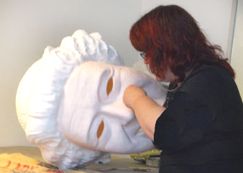  big paper mache head portrait elizabeth uk queen