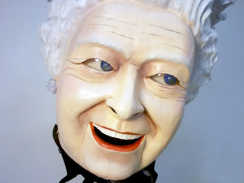 big carnival head woman queen elizabeth uk 