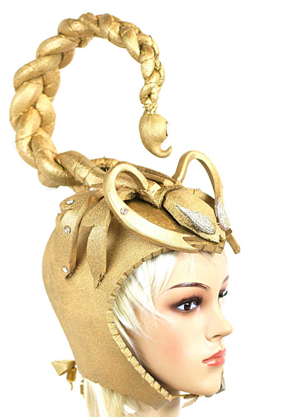 gold scorpion hand made warrior helmet headdress Tentacle Studio