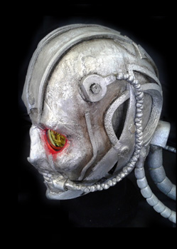 Terminator silver robot head robot mask custom made by Tentacle Studio