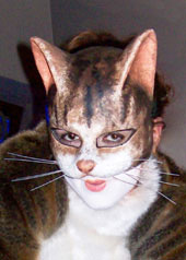 cat mask tabby paper mache animal