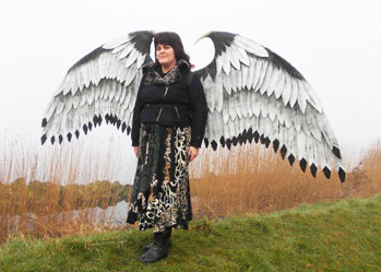 large white eagle wings costume 