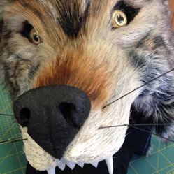 fake faux fur gray grey wolf head mask