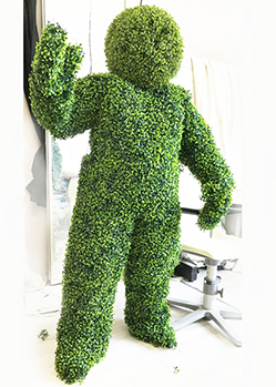 green human hedge men topiary costume suit made by Tentacle Studio