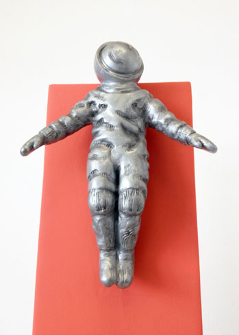 silver spacesuit sculpture astronaut maquette corporate sculpture maker sculptor Mike Petty